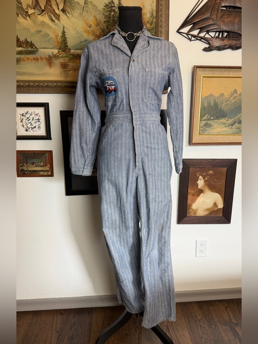 Vintage 1970s RAIL CHEIF Hickory Stripe Coveralls Ladies XS-S